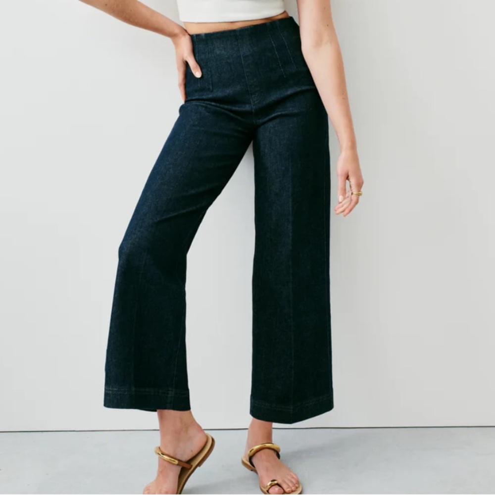 Dark Blue Wide-Leg Jeans